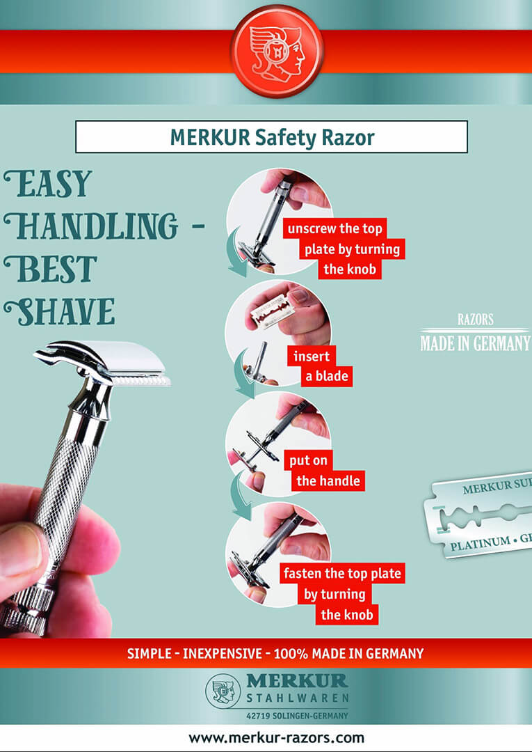 Merkur Safety Razor Blade Change with Knob