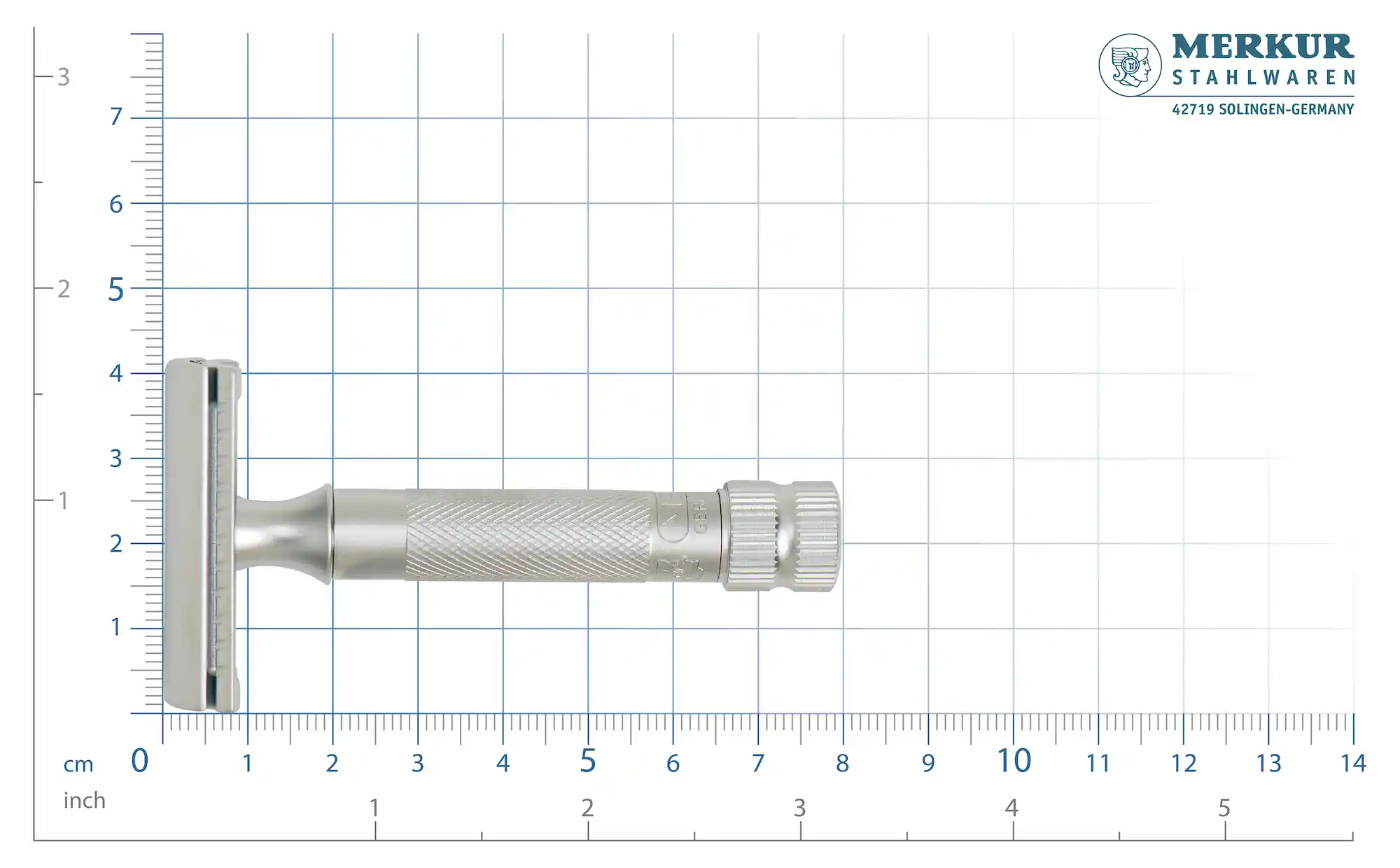 merkur_34002_scale MERKUR Rasierhobel 34 INOX frontal